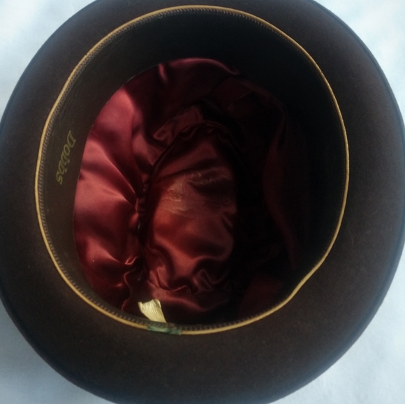 Vintage Dobbs Fifth Avenue Wool Brown Bowtie Feather Fedora Hat w/ Box - Picture 11 of 15